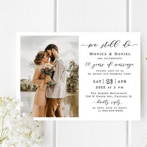 We still do invitation Fully editable template Renewal of vows Photo wedding invite Printable Digital Instant download Templett LCF-WC21