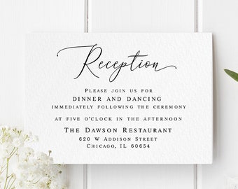 Reception card template Fully editable Insert card printable Wedding invitation enclosure cards Simple Digital Download Templett wpalf-a91