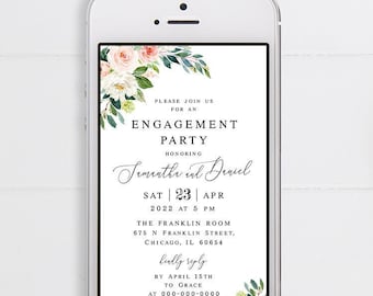 Electronic engagement announcement template Text message Editable invite Paperless Customizable Digital Blush Download Templett #swc6