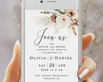 Electronic wedding invitation template Text message Editable invite Paperless Beige wedding invite Digital Download Templett BEGPRS25