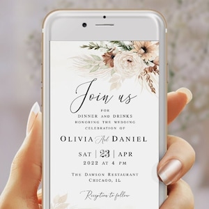 Elektronische Hochzeitseinladungsvorlage Textnachricht Bearbeitbare Einladung Papierlose Beige-Hochzeitseinladung Digitaler Download Templett BEGPRS25
