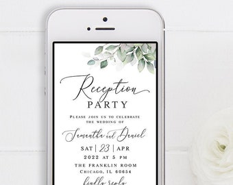 Electronic reception party invitation template Text message invite Editable Foliage invite Digital DIY Download Templett AGFW-1