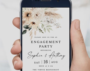 Electronic engagement party invitation template Boho wedding invite Text message Editable invite Digital Phone Download Templett SBT-10