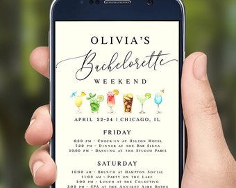 Electronic bachelorette weekend itinerary Editable template Agenda schedule Email bachelorette itinerary Digital Download Templett wpalf-a91