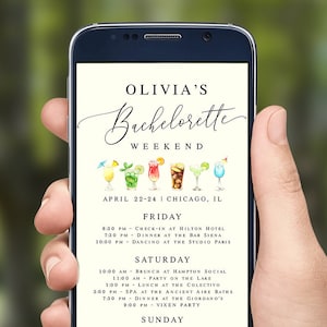 Electronic bachelorette weekend itinerary Editable template Agenda Schedule Email Personalized DIY Download  #swc19