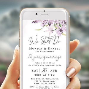Electronic we still do invitation template Text message invite Renewal of vows Lavender we still do invite Download Templett LaWed-A