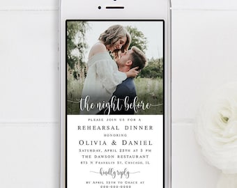 Electronic photo rehearsal dinner invitation Self-edit template Fully editable Text message invite Digital Download Templett #swc17