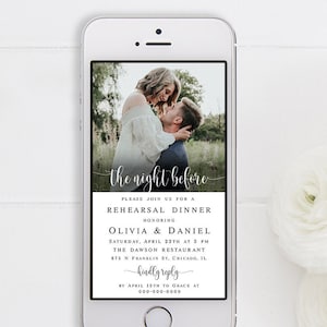 Electronic photo rehearsal dinner invitation Self-edit template Fully editable Text message invite Digital Download Templett #swc17