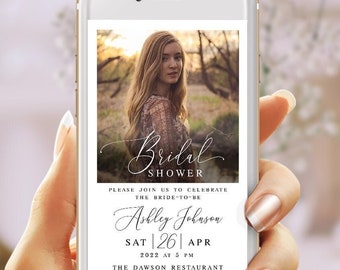 Electronic bridal shower invitation template Text message invite with photo Paperless Customizable Digital Download Templett#swc19
