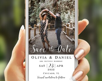 Electronic save the date template Photo save the date Wedding save the date with photo Announcement Digital Download Templett SUSHF-2