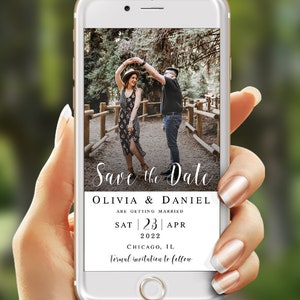 Electronic save the date Editable template With photo Picture Paperless Phone Text message Digital Download Templett #swc2