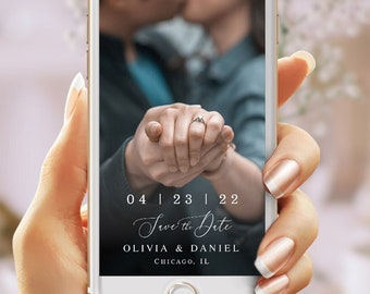 Electronic photo save the date template Editable Modern save the date Text message Minimalist save the date  Download Templett wpalf-a91