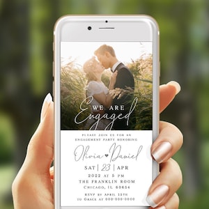 Photo engagement party invite template Editable Text message invite Electronic Modern photo invite Digital DIY Download Templett FOCSO18 image 1