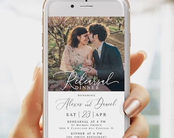 Electronic wedding rehearsal dinner invitation template Editable invite with photo Text message Digital DIY Download Templett wpalf-a91