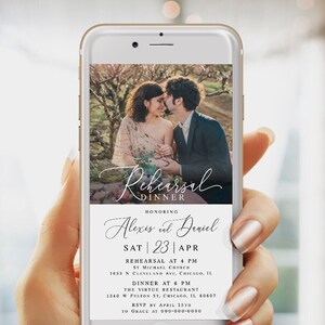 Wedding rehearsal dinner invitation template Editable invite with picture Wedding rehearsal e-invite Digital Download Templett wpalf-a91