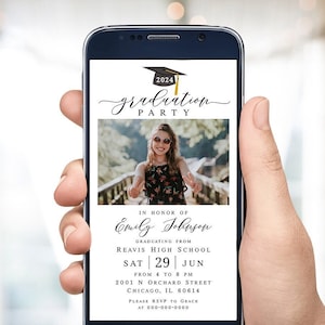 Electronic photo graduation invitation Editable photo invite College grad announcement Grad party 2024 Paperless invite Download Templett