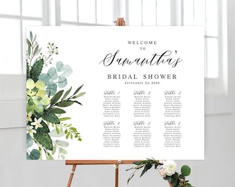 Greenery small seating chart Editing with TEMPLETT Hen party poster Bridal shower Eucalyptus seating chart Printable Download SGWEUF2