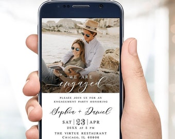 Electronic engagement invitation template Editable minimalist invite Text message Modern photo invite Digital Download Templett LCF-WC21