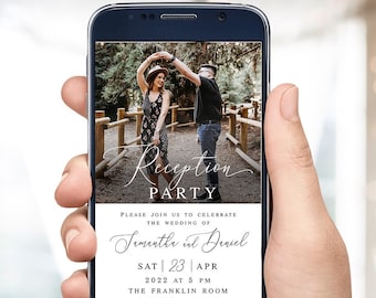 Electronic reception party invitation template Editable Modern reception photo invite Digital DIY Download Templett wpalf-a91