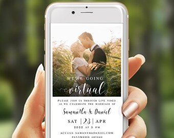 Virtual wedding invitation Editable template Electronic photo invite Announcement Paperless iPhone Digital Download Templett #swc2