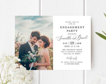 Engagement party invitation template Modern photo invite printable Customizable Downloadable Editable in Templett wpalf-a91