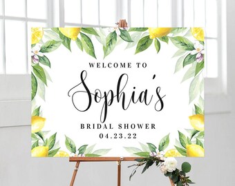 Bridal shower welcome sign Editable template Printable Lemon Hens party poster Lemon welcome sign DIY Download Templett BrLem-cf5