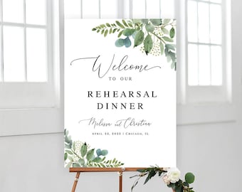 Rehearsal dinner welcome sign template Editable sign Eucalyptus welcome poster Greenery welcome sign DIY Download Templett WEUF-3