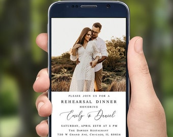 Rehearsal dinner invitation Editable template with photo Electronic invite Text message Paperless Customizable Digital Download wpalf-a91