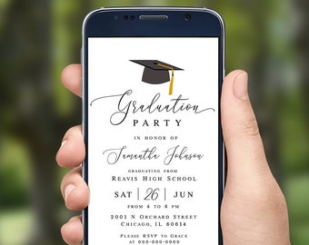 Electronic graduation invitation Editable template College grad announcement Class of 2023 Calligraphy DIY Download Templett