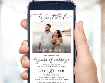 Electronic we still do invitation template Editable Modern photo invite Renewal of vows Text message Digital Download Templett wpalf-a91