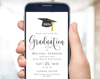 Electronic graduation invitation Self-editing template College grad announcement Class of 2024 Graduation 2024 Download Templett