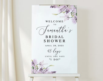 Lavender bridal shower welcome sign Editable template Lavender Wedding countdown Hens party poster printable Download Templett LaWed-A