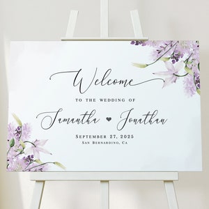 Lavender welcome sign Editable template Lavender wedding Welcome board printable Reception poster Digital Download Templett LaWed-A