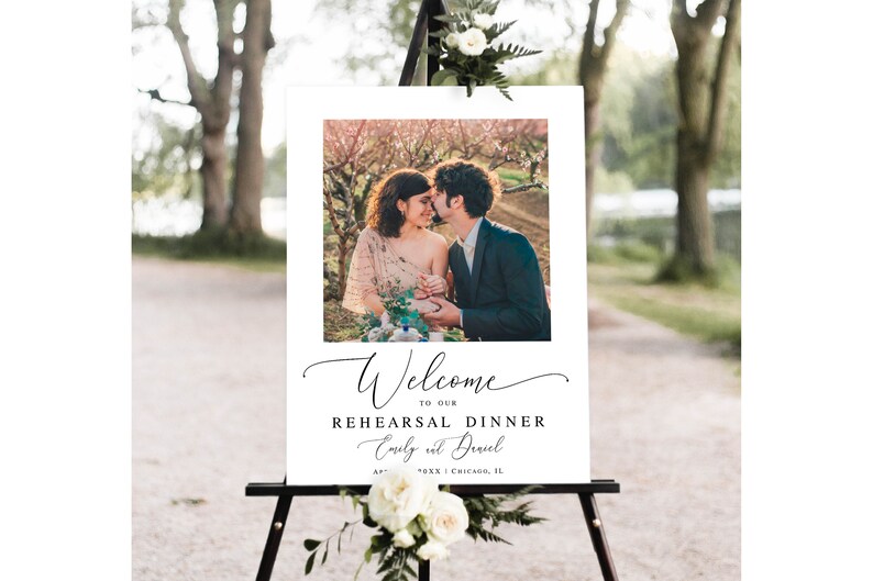 Wedding rehearsal dinner welcome sign Customizable template with photo Reception poster Download Templett wpalf-a91 image 2