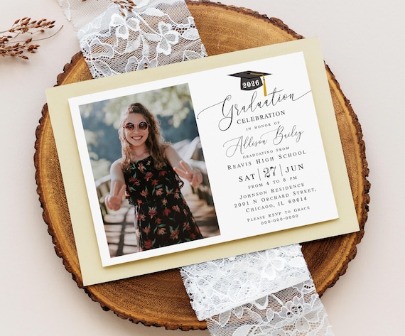 Photo graduation invitation template Editable invite Grad celebration Class of 2026 Digital download MyGrdt31