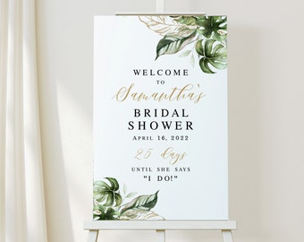 Tropical welcome bridal shower sign template printable Editable welcome sign Hens party decor Greenery welcome sign DIY Download SWC-TR