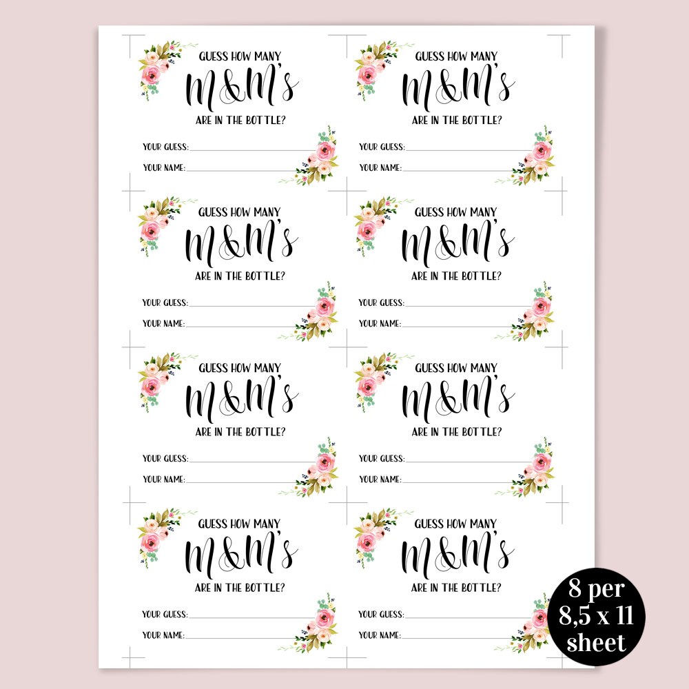 Guess How Many M ms In The Baby Bottle Printable Printable Word Searches