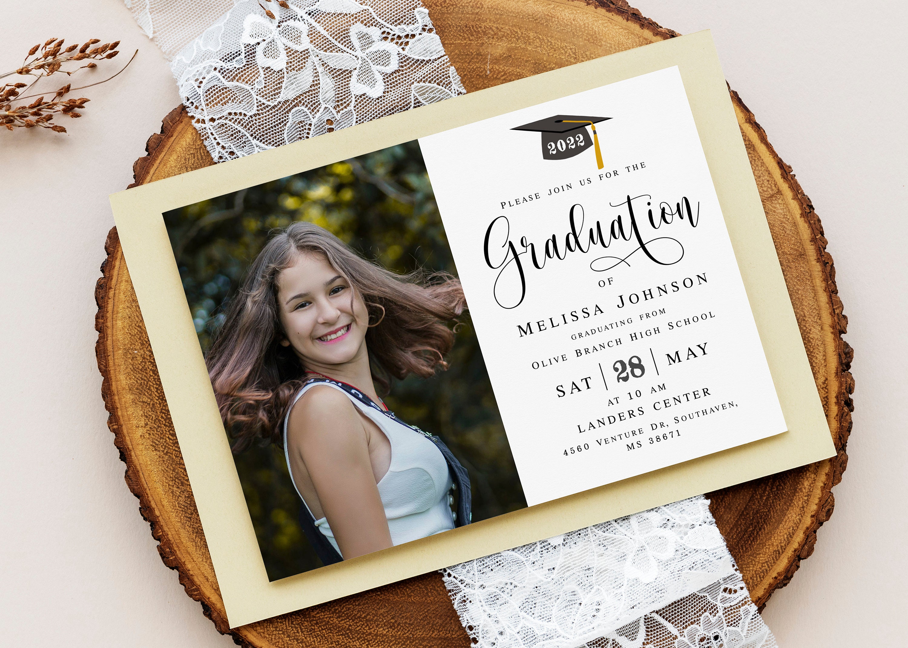 Graduation Invitation Fully Editable Template With Photo Grad - Etsy