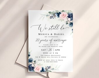 Blue We still do invitation template Editable invite Renewal of vows Printable Wedding blue invite Digital DIY Download Templett Webl-40