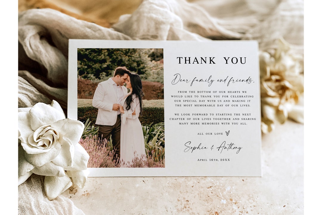 Modern Wedding Thank You Card Template With Photo Digital Download ...