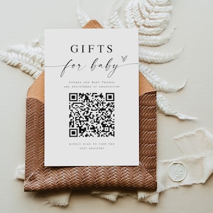 Carte de naissance avec code QR modifiable à insérer dans le registre Cadeaux pour bébé Faire-part pour la liste de naissance Télécharger Templett SWC-BSM10