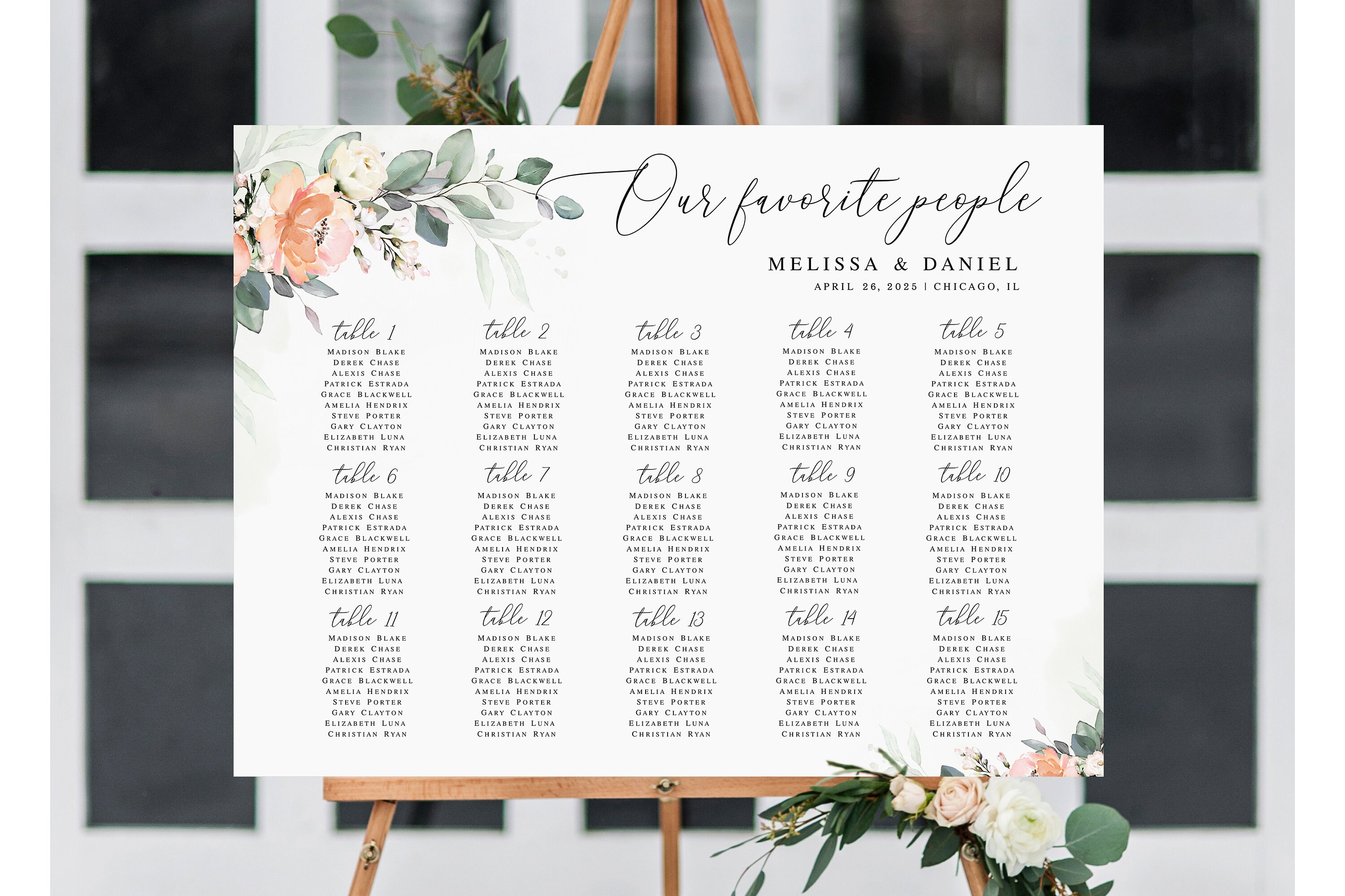 Floral Seating Chart Template Self-editing Seating Plan Board - Etsy