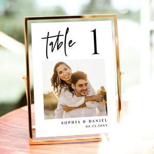 Table number card template Number card with picture Wedding table number card Wedding table decor Download DIY Edit with Templett FThf-L7