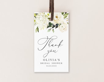 Thank you tag template Editable tag Bridal shower favor tag printable Wedding white hydrangea tag Floral gift tag DIY Download #swc20