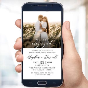 Electronic engagement invitation template Photo engagement e-invite Engagement party invite with picture Digital Download Templett LCF-WC21