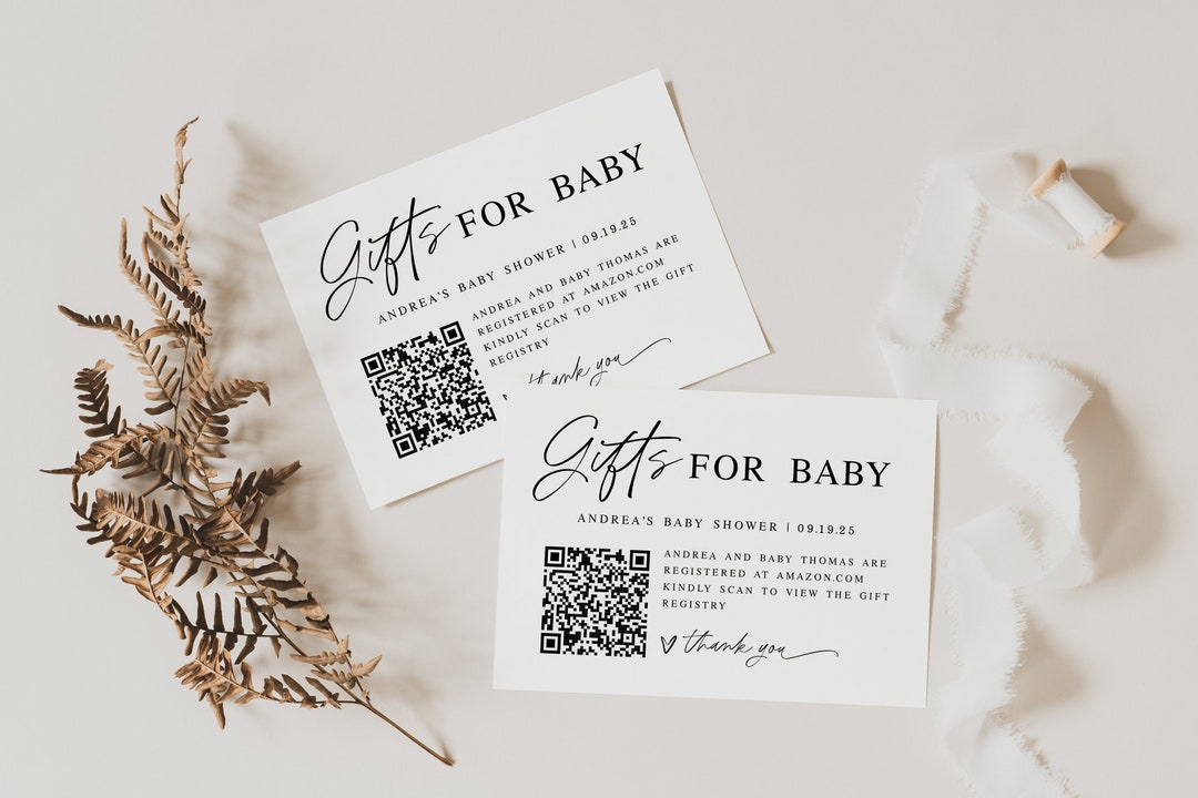 Baby Shower Registry Card With QR Code Minimalist Gifts for Baby Baby