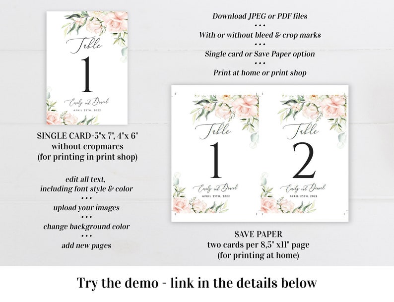 Floral Table Numbers Editable Template - Il 794xN.4754074451 Shk3 