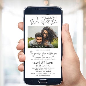 Wedding vow renewal e-invite template Customizable invite with photo Digital download Templett FOCSO18