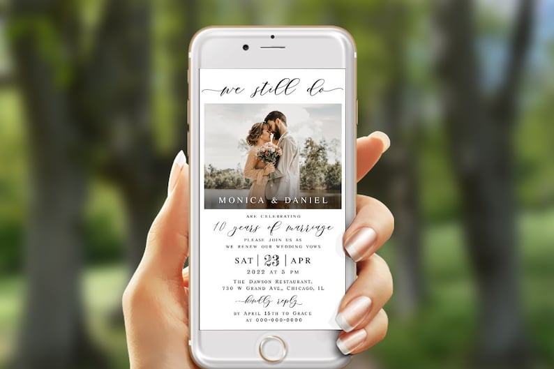 Photo We Still Do invitation Editable template Text message invite Renewal of vows Electronic Digital Phone Download Templett LCF-WC21 image 1