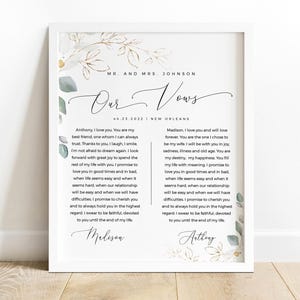 Wedding vows sign printable Editable wedding vows Wedding vows keepsake Wedding vows gift Marriage poster Download Templett agflf10